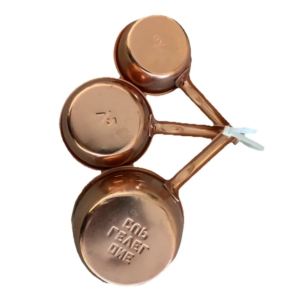 Vintage Copper Plated Measuring Cup Set Of 3 (1/3, 1/2, 1 cup)‎